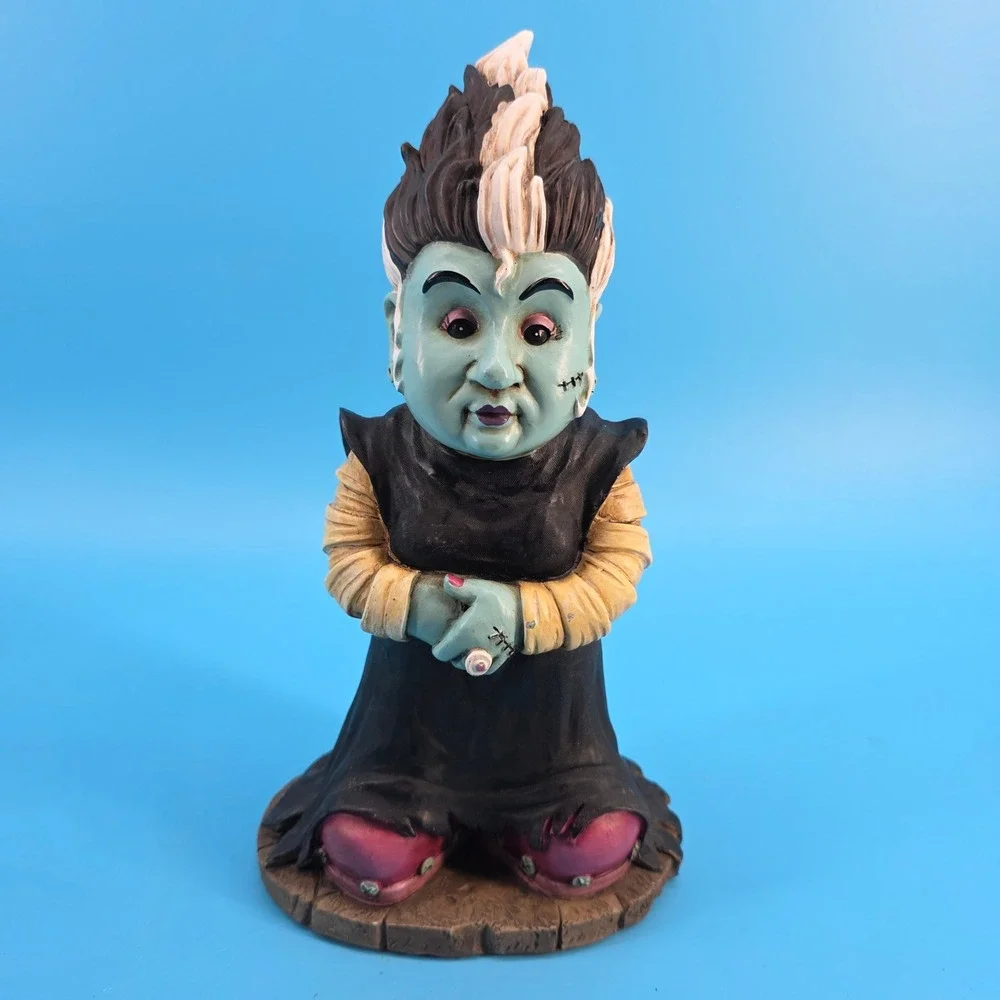 Spooky Bride of Frankenstein Garden Gnome Resin Horror Decor 11.5